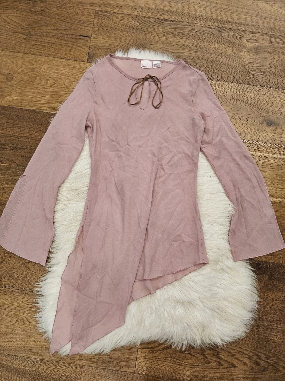 Vintage Asymmetrical Dusty Rose Tie-Neck Tunic
